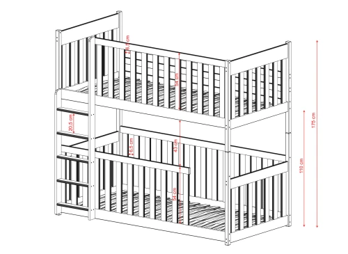 KONRAD 90x190 pine bunk bed Lano Furniture