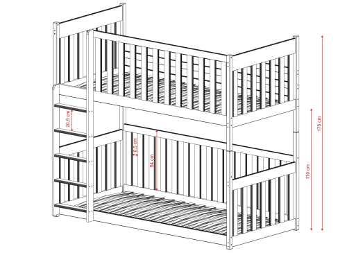 KONRAD 90x190 pine bunk bed Lano Furniture