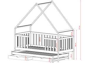 MAGIC 80x200 grey bunk bed house Lano Furniture
