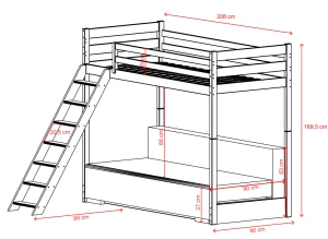 SOFINO 90x200/140x200 cashmere loft bed with sofa bed, fabric grey zoom 15 sage Lano Furniture