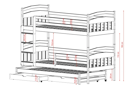 ALAN 80x200 olive green bunk bed Lano Furniture