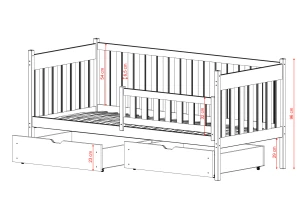 ALICJA 80x180 pine children's bed Lano Furniture