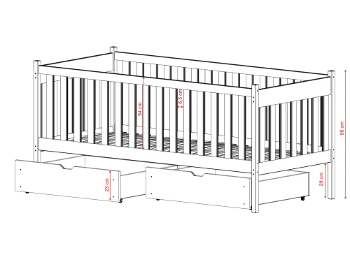 ALICJA 80x200 pink children's bed Lano Furniture