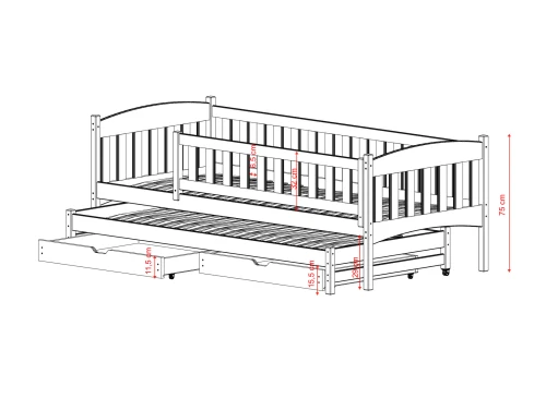 AMELKA 80x190 cashmere double pull-out bed Lano Furniture