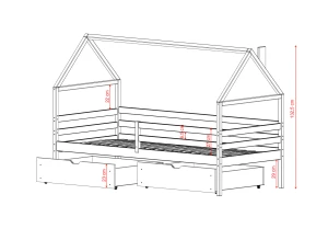 ARON 80x200 pink children's bed Lano Furniture