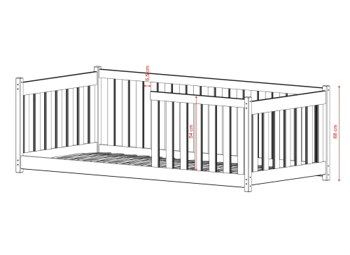 CONCEPT 80x180 alb pat Montessori la nivel pentru copii Lano Mobilă