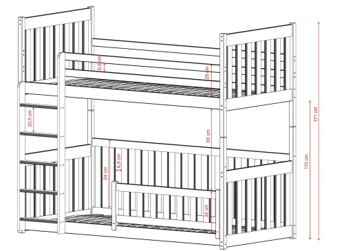 CRIS 80x160 grey bunk bed Lano Furniture