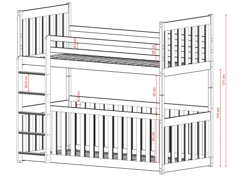 CRIS 80x160 blue bunk bed Lano Furniture