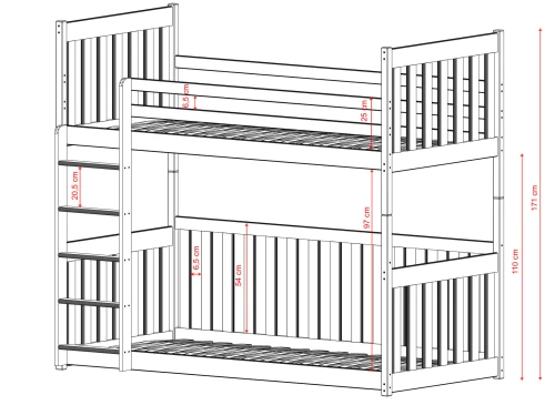 CRIS 80x180 grey bunk bed Lano Furniture