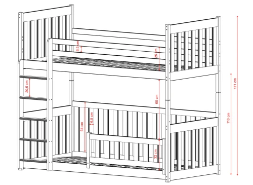 CRIS 80x200 pine bunk bed Lano Furniture