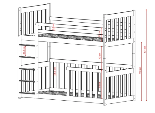 CRIS 90x180 blue bunk bed Lano Furniture