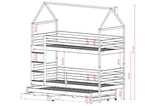 DALIA 80x190 cashmere house bunk bed Lano Furniture