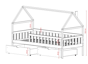 DOMI 90x190 pine children’s bed Lano Furniture