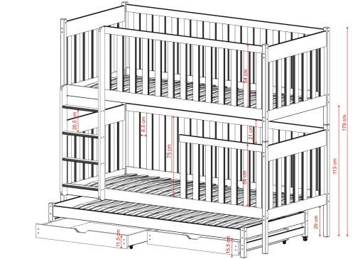 EMILKA 80x180 pine bunk bed Lano Furniture