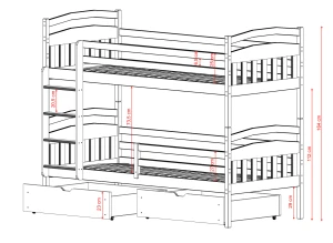 GABI 90x200 olive green bunk bed Lano Furniture