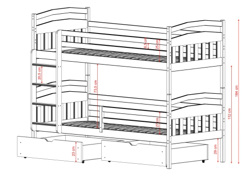 GABI 80x170 pin pat supraetajat Lano Mobilă