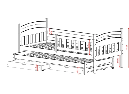 GALAXY 80x200 grey bunk bed Lano Furniture