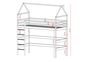 GLORIA 90x200 cashmere single high sleeper bed Lano Furniture