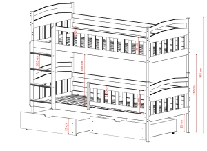 IGNAŚ 80x180 olive green bunk bed Lano Furniture