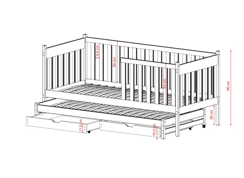 KAJA 80x180 pink bunk bed Lano Furniture