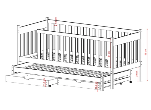 KAJA 80x190 olive green double trundle bed Lano Furniture