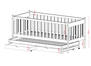 KAJA 90x200 cashmere double trundle bed Lano Furniture