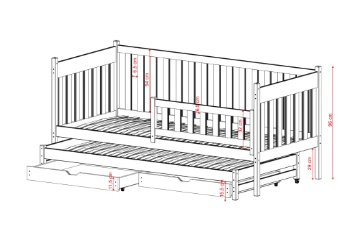 KAJA 90x200 cashmere double trundle bed Lano Furniture
