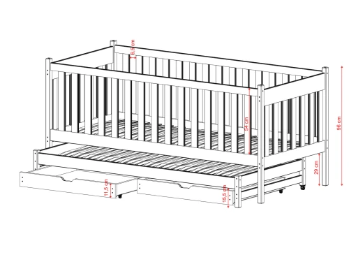 KAJA 90x200 olive green double trundle bed Lano Furniture