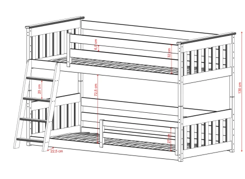 KEVIN 80x200 pink bunk bed Lano Furniture