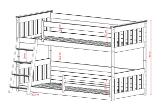 KEVIN 90x200 pink bunk bed Lano Furniture