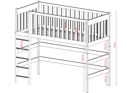 LAURA 90x200 cashmere loft bed Lano Furniture
