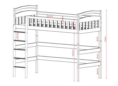 MIA 80x180 olive green loft bed Lano Furniture