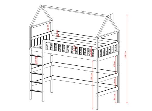 OTYLIA 80x180 pink loft bed Lano Furniture
