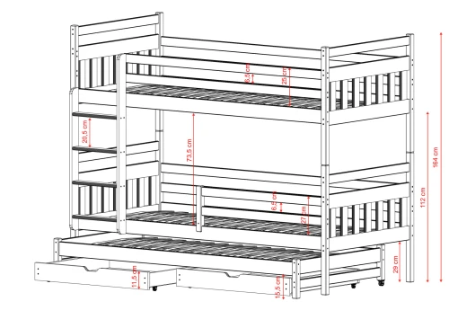 SEWERYN 90x180 olive green bunk bed Lano Furniture