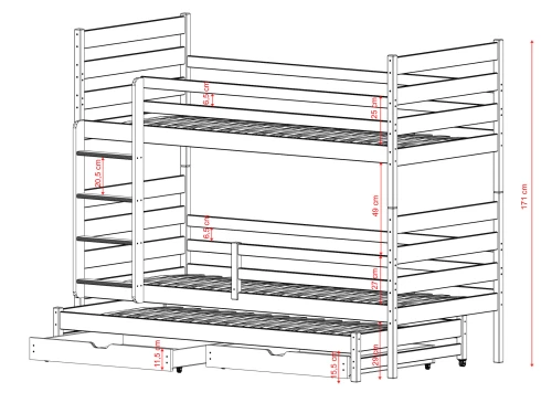 TOMI 80x170 olive green bunk bed Lano Furniture