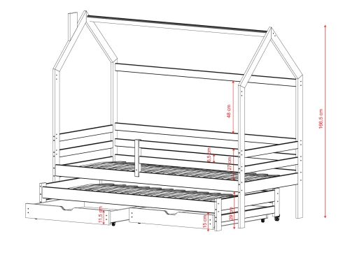 DANEK 80x170 pine children's house bed Lano Furniture