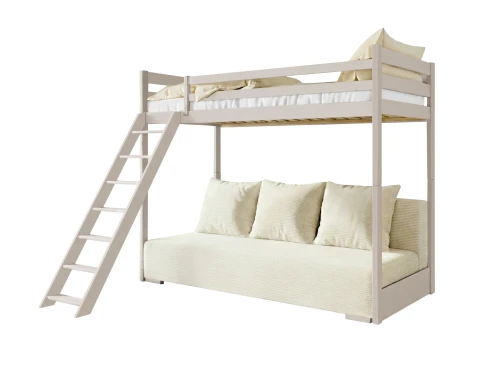 SOFINO 90x200/140x200 cashmere loft bed with sofa bed, fabric beige poso 38 Lano Furniture