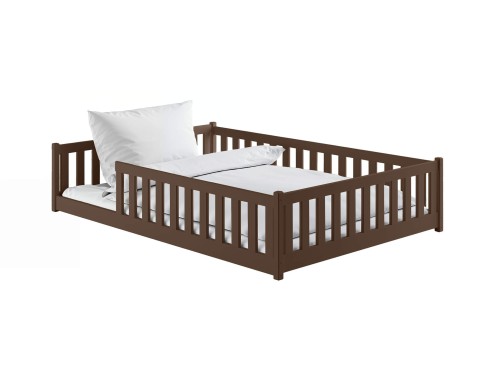 MATI 140x200 ciocolată neagră pat Montessori la nivel pentru copii Lano Mobilă