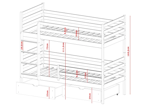 NEMO 90x180 ciocolată neagră pat supraetajat Lano Mobilă