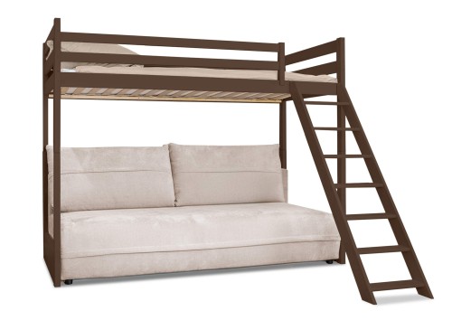 SAVIO 90x200/140x200 ciocolată neagră pat cu canapea extensibilă țesătură bej perfect harmony 02 Lano Mobilă