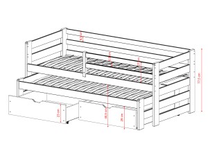 SENSO 90x180 cinnamon double trundle bed Lano Furniture