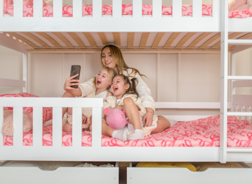 MONIKA 90x200 alb pat supraetajat Lano Mobilă