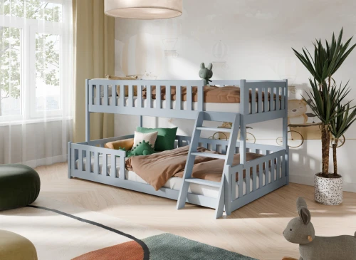 NICE 90x200/120x200 Ash Grey Bunk Bed with Wider Base by Lano Meble