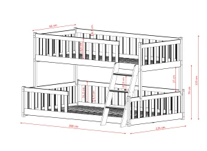 NICE 90x200/120x200 bumbac pat supraetajat cu platformă mai lată Lano Mobilă
