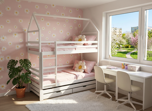 DALIA 90x200 alb pat pentru supraetajat tip casă Lano Mobilă