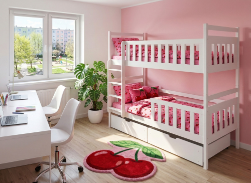 MONIKA 90x200 alb pat supraetajat Lano Mobilă