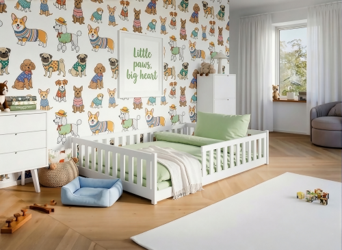 MATI 140x200 alb pat Montessori la nivel pentru copii Lano Mobilă