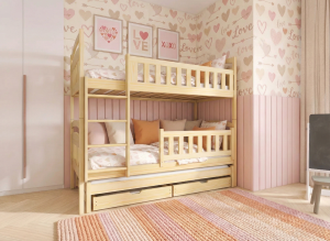 BLANKA 90x200 Untreated Wood Bunk Bed by Lano Furniture