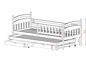 GALAXY 90x180 Unlacquered Wood Pull-Out Double Bed Lano Furniture