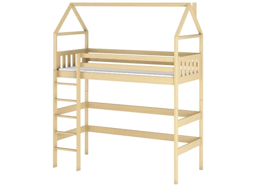 GLORIA 90x190 Untreated Wood Loft Bed Single Lano Furniture